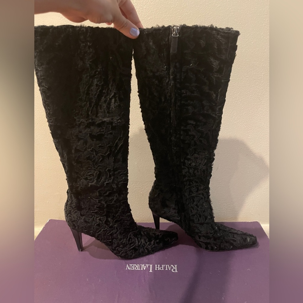 Ralph Lauren genuine fur/leather boot- size 6.5